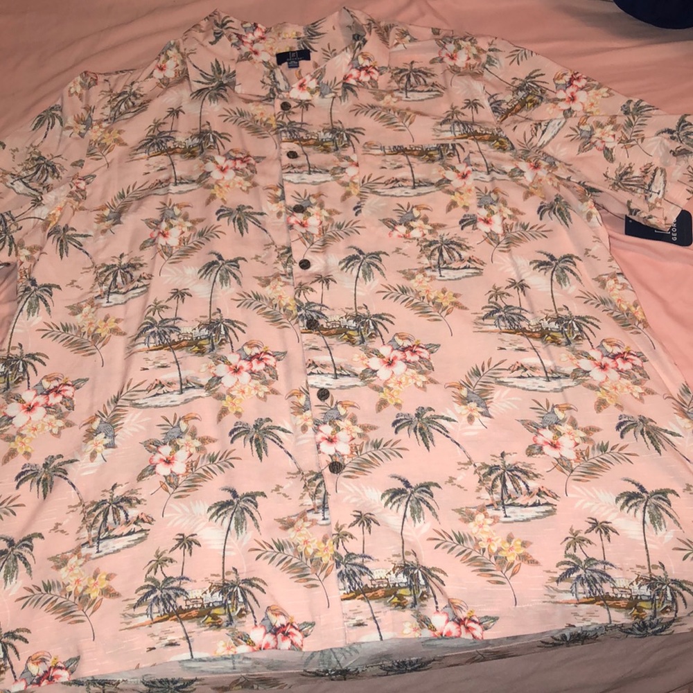 Blush Pink Tropical Button Down Shirt